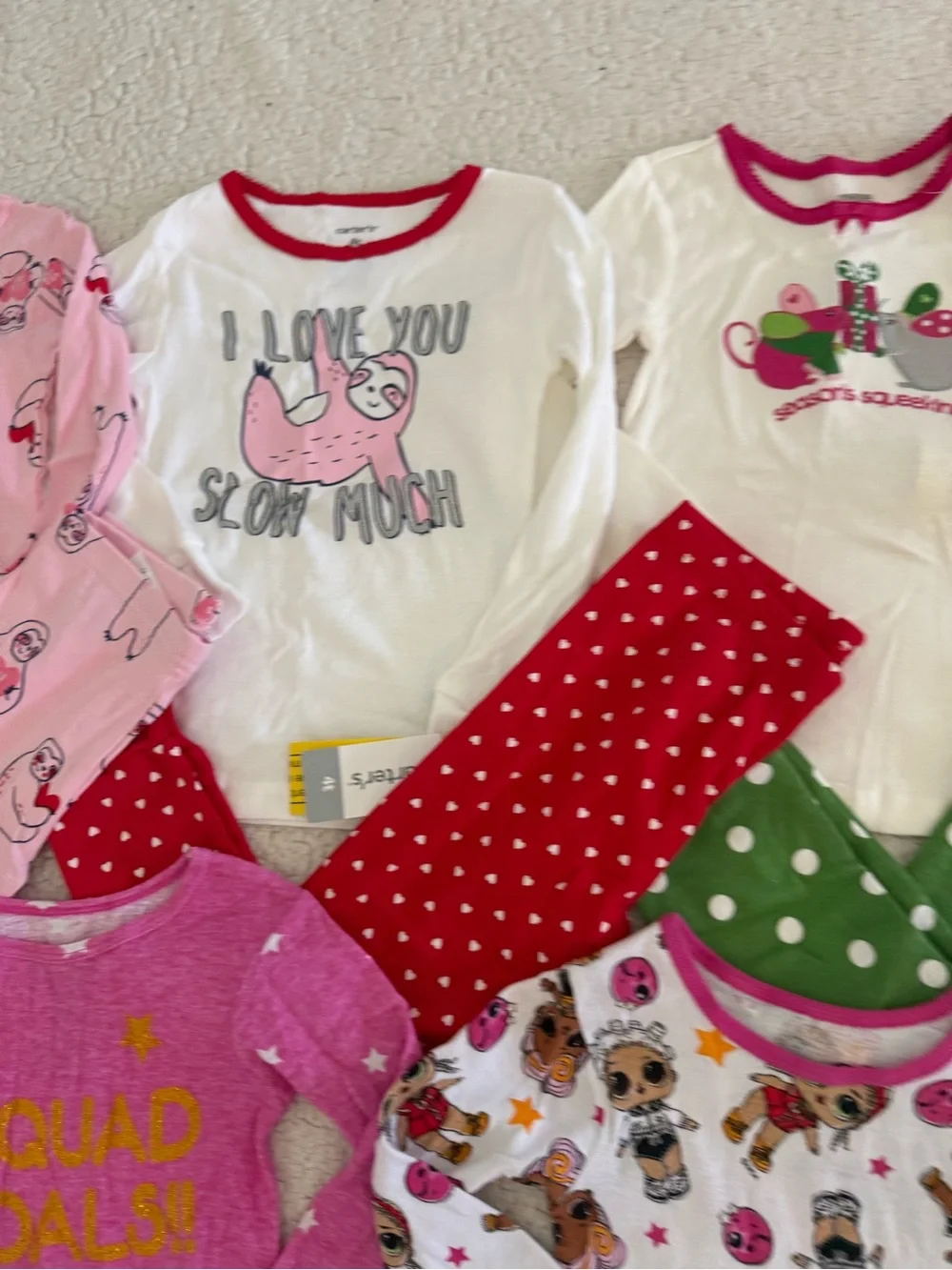 New girls Carter’s Gymboree L.O.L. Sz 4 Pink, White & Red Kids Pajama Set Bundle